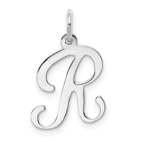 14kw-white-gold-script-letter-r-initial-charm-SolomonJeweler-Wichita-KS-CustomJewelry