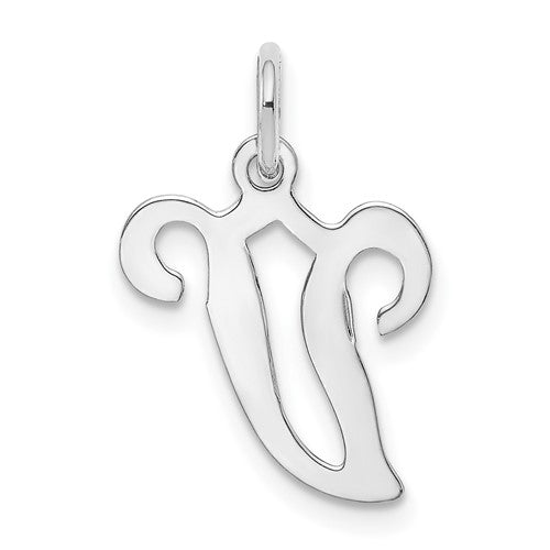 14kw-white-gold-script-letter-v-initial-charm-SolomonJeweler-Wichita-KS-CustomJewelry