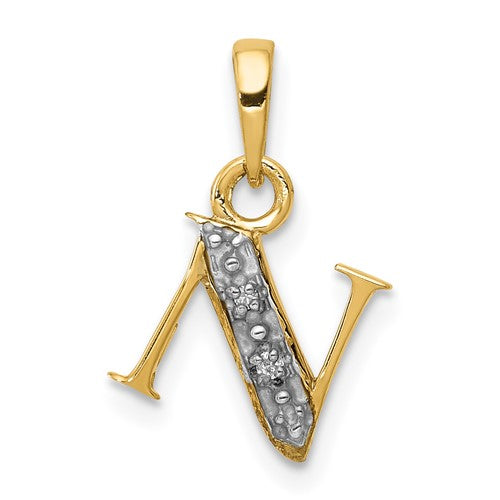 14ky-with-rhodium-diamond-letter-n-initial-pendant-SolomonJeweler-Wichita-KS-CustomJewelry