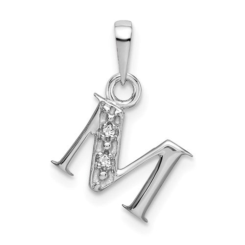 14kw-rhodium-plated-diamond-letter-m-initial-pendant-SolomonJeweler-Wichita-KS-CustomJewelry