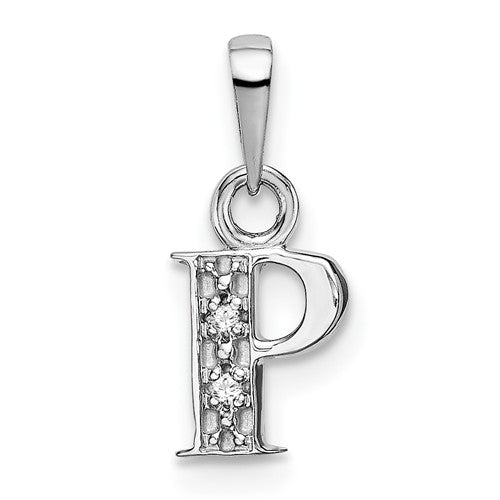 14kw-rhodium-plated-diamond-letter-p-initial-pendant-SolomonJeweler-Wichita-KS-CustomJewelry