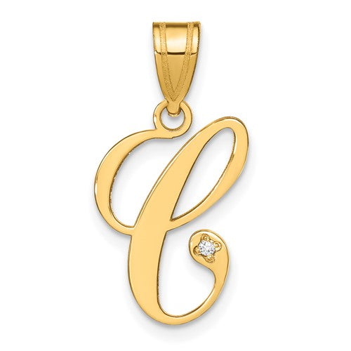 14ky-script-letter-c-initial-pendant-with-diamond-SolomonJeweler-Wichita-KS-CustomJewelry