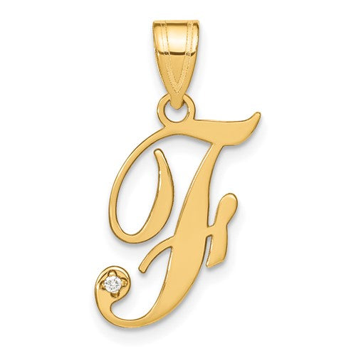 14ky-script-letter-f-initial-pendant-with-diamond-SolomonJeweler-Wichita-KS-CustomJewelry