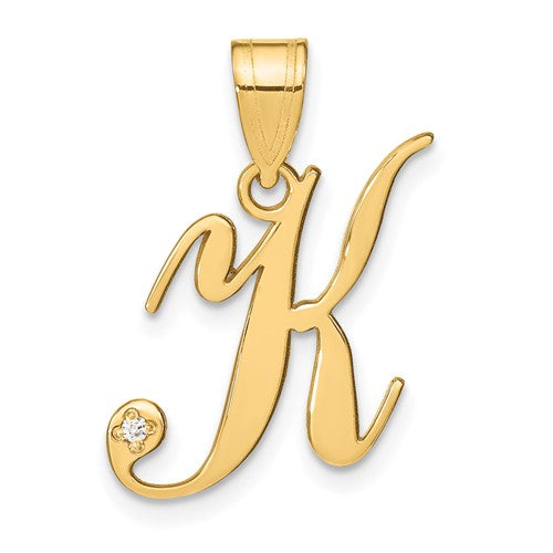 14ky-script-letter-k-initial-pendant-with-diamond-SolomonJeweler-Wichita-KS-CustomJewelry