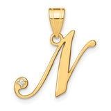 14ky-script-letter-n-initial-pendant-with-diamond-SolomonJeweler-Wichita-KS-CustomJewelry