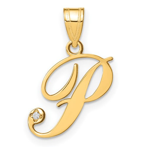 14ky-script-letter-p-initial-pendant-with-diamond-SolomonJeweler-Wichita-KS-CustomJewelry