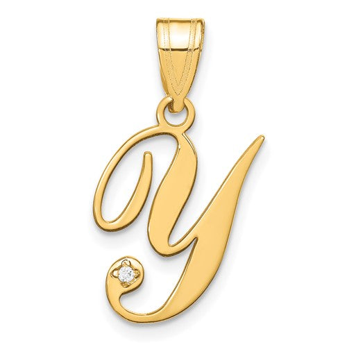 14ky-script-letter-y-initial-pendant-with-diamond-SolomonJeweler-Wichita-KS-CustomJewelry
