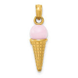 14k-satin-polished-3d-pink-quartz-ice-cream-cone-charm-SolomonJeweler-Wichita-KS-CustomJewelry