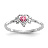 14K white gold pink tourmaline heart ring, Solomon Jewelers jewelry, featuring a vibrant pink gemstone on a delicate band.