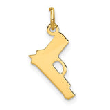 14k gold pistol charm pendant from Solomon Jewelers, detailed jewelry accessory with a sleek firearm design.