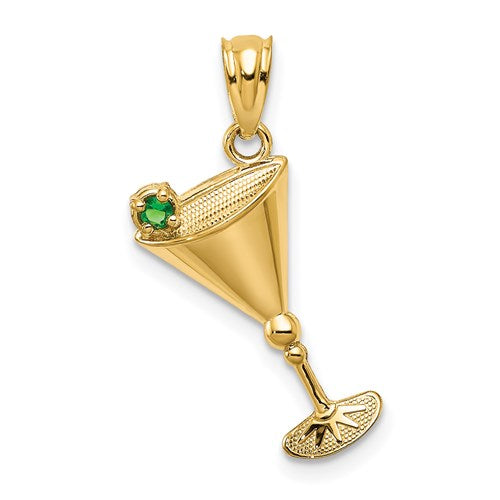 14k-martini-glass-with-green-cz-olive-pendant-SolomonJeweler-Wichita-KS-CustomJewelry