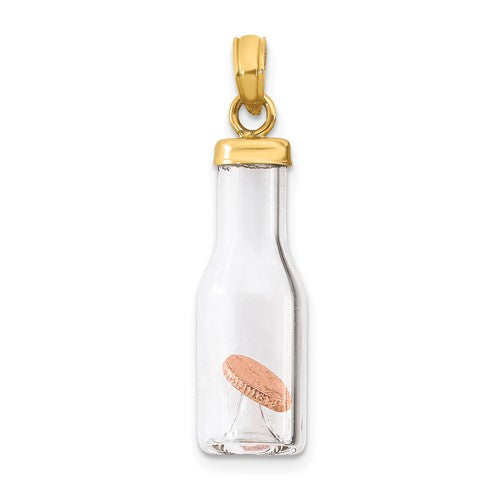 14k-3-d-mini-penny-in-glass-bottle-pendant-SolomonJeweler-Wichita-KS-CustomJewelry