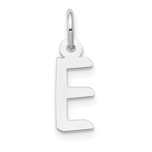 14k-white-gold-small-slanted-block-letter-e-initial-charm-SolomonJeweler-Wichita-KS-CustomJewelry