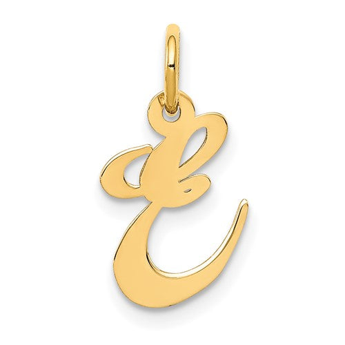 14k-small-fancy-script-letter-e-initial-charm-SolomonJeweler-Wichita-KS-CustomJewelry