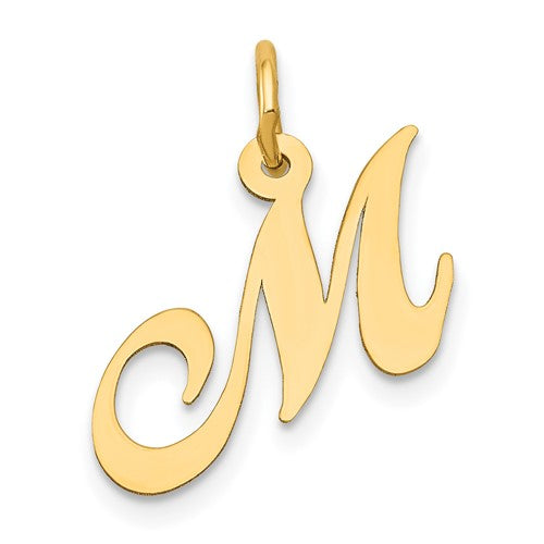 14k-small-fancy-script-letter-m-initial-charm-SolomonJeweler-Wichita-KS-CustomJewelry