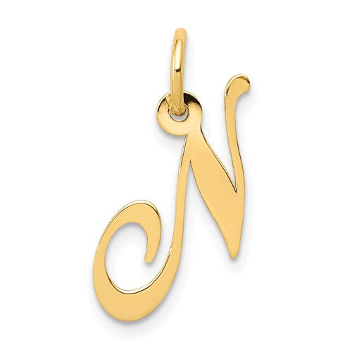 14k-small-fancy-script-letter-n-initial-charm-SolomonJeweler-Wichita-KS-CustomJewelry