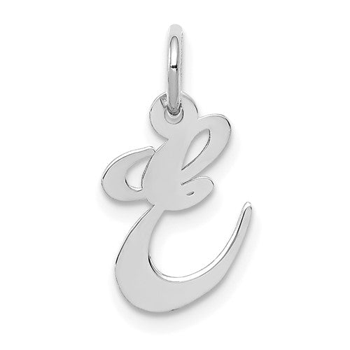 14k-white-gold-small-fancy-script-letter-e-initial-charm-SolomonJeweler-Wichita-KS-CustomJewelry