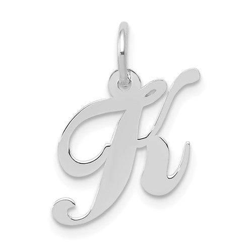 14k-white-gold-small-fancy-script-letter-k-initial-charm-SolomonJeweler-Wichita-KS-CustomJewelry