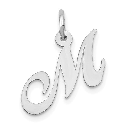 14k-white-gold-small-fancy-script-letter-m-initial-charm-SolomonJeweler-Wichita-KS-CustomJewelry