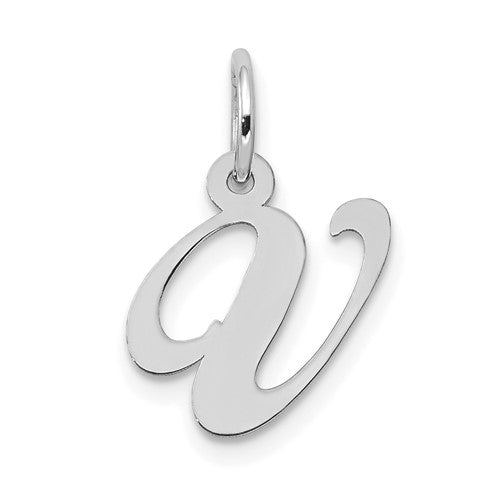 14k-white-gold-small-fancy-script-letter-v-initial-charm-SolomonJeweler-Wichita-KS-CustomJewelry