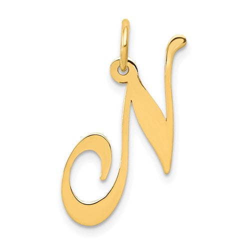 14k-medium-fancy-script-letter-n-initial-charm-SolomonJeweler-Wichita-KS-CustomJewelry