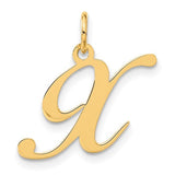 14K gold initial X charm with fancy script design, perfect for pendants and jewelry, by Solomon Jewelers.