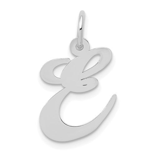 14k-white-gold-medium-fancy-script-letter-e-initial-charm-SolomonJeweler-Wichita-KS-CustomJewelry