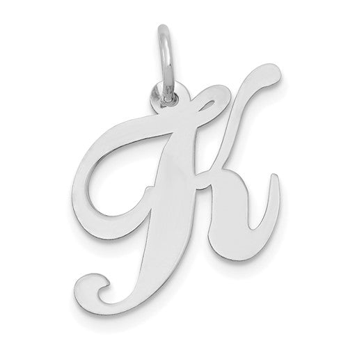 14k-white-gold-medium-fancy-script-letter-k-initial-charm-SolomonJeweler-Wichita-KS-CustomJewelry