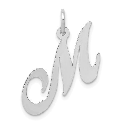 14k-white-gold-medium-fancy-script-letter-m-initial-charm-SolomonJeweler-Wichita-KS-CustomJewelry
