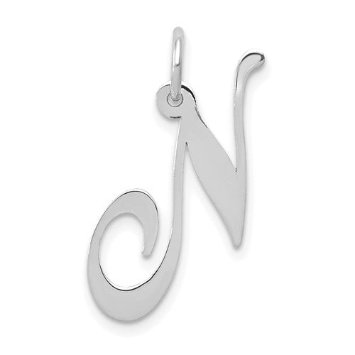 14k-white-gold-medium-fancy-script-letter-n-initial-charm-SolomonJeweler-Wichita-KS-CustomJewelry