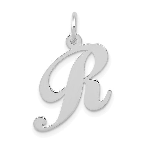 14k-white-gold-medium-fancy-script-letter-r-initial-charm-SolomonJeweler-Wichita-KS-CustomJewelry