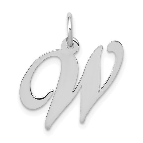 14k-white-gold-medium-fancy-script-letter-w-initial-charm-SolomonJeweler-Wichita-KS-CustomJewelry