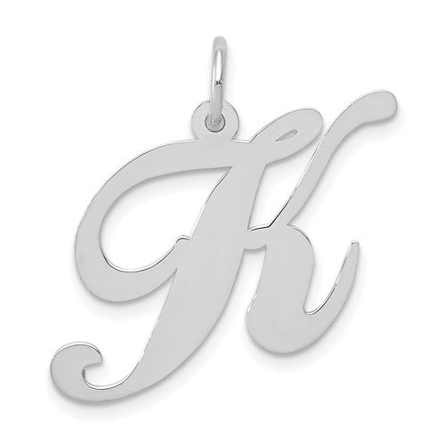 14k-white-gold-large-fancy-script-letter-k-initial-charm-SolomonJeweler-Wichita-KS-CustomJewelry