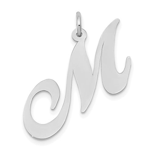 14k-white-gold-large-fancy-script-letter-m-initial-charm-SolomonJeweler-Wichita-KS-CustomJewelry