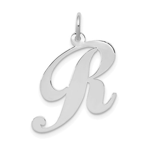 14k-white-gold-large-fancy-script-letter-r-initial-charm-SolomonJeweler-Wichita-KS-CustomJewelry