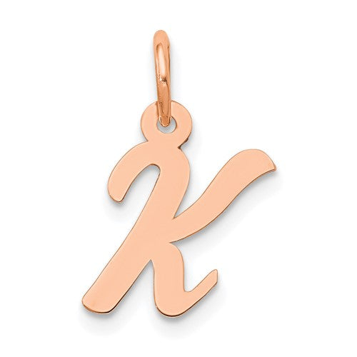 14k-rose-gold-small-script-letter-k-initial-charm-SolomonJeweler-Wichita-KS-CustomJewelry