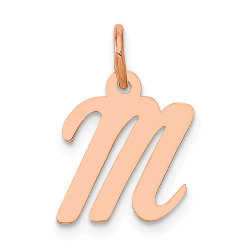 14k-rose-gold-small-script-letter-m-initial-charm-SolomonJeweler-Wichita-KS-CustomJewelry