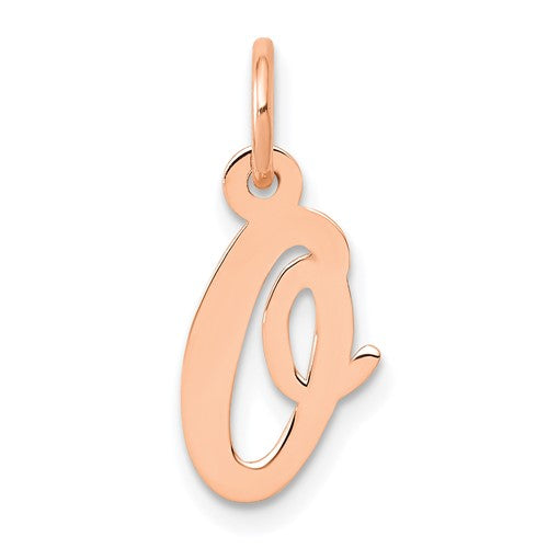 14k-rose-gold-small-script-letter-o-initial-charm-SolomonJeweler-Wichita-KS-CustomJewelry