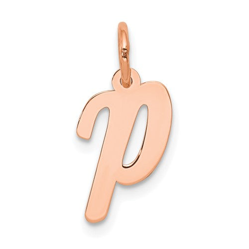 14k-rose-gold-small-script-letter-p-initial-charm-SolomonJeweler-Wichita-KS-CustomJewelry