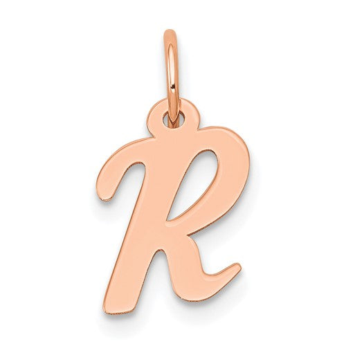 14k-rose-gold-small-script-letter-r-initial-charm-SolomonJeweler-Wichita-KS-CustomJewelry