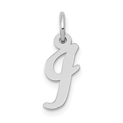 14k white gold small script letter I initial charm pendant, delicate jewelry accessory, featuring elegant gold craftsmanship.