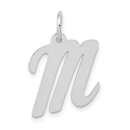 14k-white-gold-medium-script-letter-m-initial-charm-SolomonJeweler-Wichita-KS-CustomJewelry
