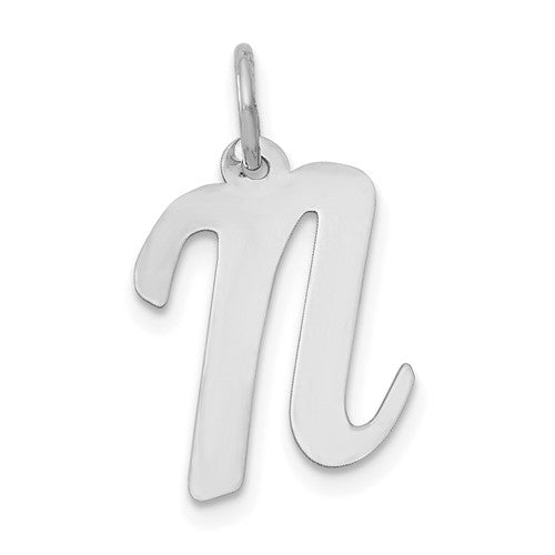 14k-white-gold-medium-script-letter-n-initial-charm-SolomonJeweler-Wichita-KS-CustomJewelry