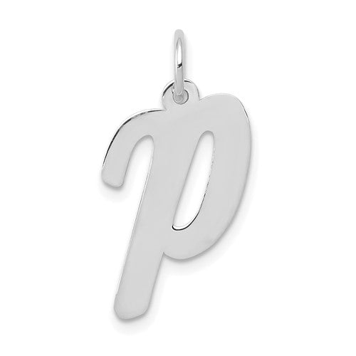 14k-white-gold-large-script-letter-p-initial-charm-SolomonJeweler-Wichita-KS-CustomJewelry
