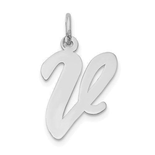 14k-white-gold-large-script-letter-v-initial-charm-SolomonJeweler-Wichita-KS-CustomJewelry