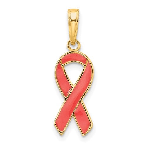 14k-pink-enameled-awareness-ribbon-pendant-SolomonJeweler-Wichita-KS-CustomJewelry
