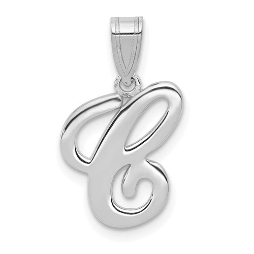 14kw-white-gold-script-letter-c-initial-pendant-SolomonJeweler-Wichita-KS-CustomJewelry