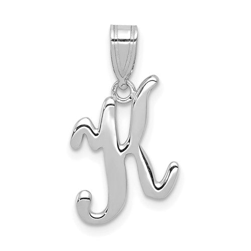 14kw-white-gold-script-letter-k-initial-pendant-SolomonJeweler-Wichita-KS-CustomJewelry