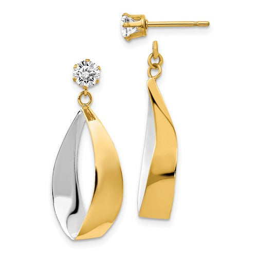 14k-oval-dangle-jacket-w-rhodium-and-cz-earrings-SolomonJeweler-Wichita-KS-CustomJewelry