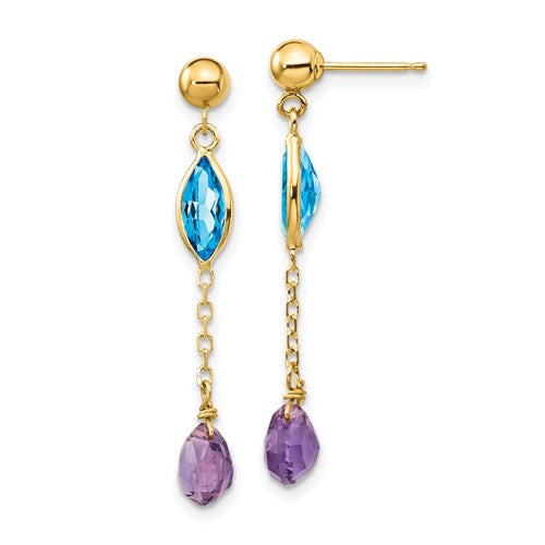 14k-amethyst-and-blue-topaz-post-earrings-SolomonJeweler-Wichita-KS-CustomJewelry